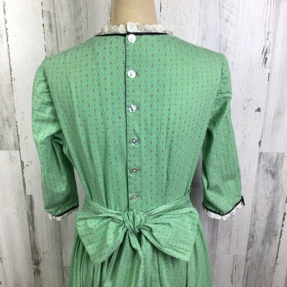 Vintage 30’s Handmade Prairie Peasant Maxi Dress Micro Floral Bow Cottage-core - Picture 6 of 15